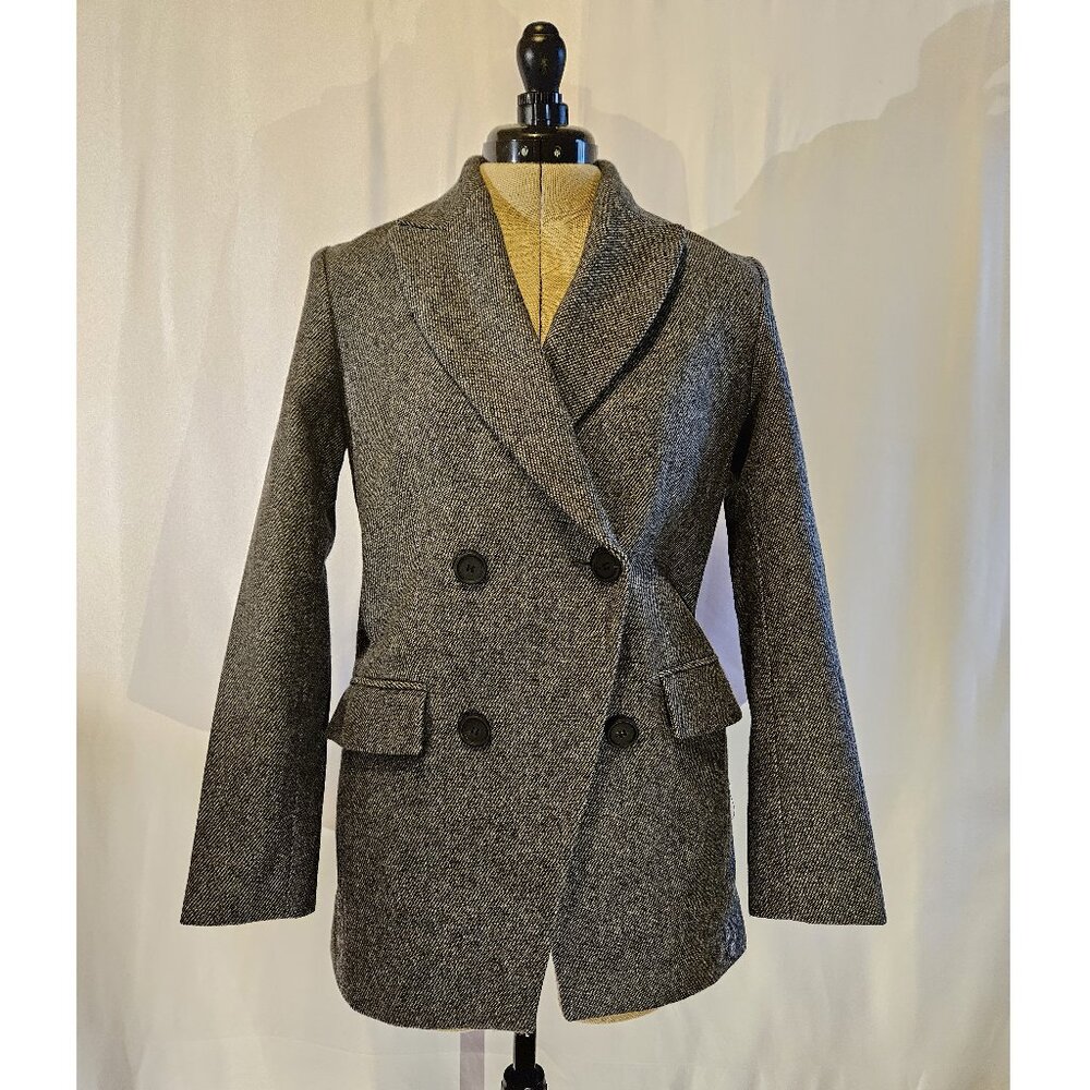 Maje Grey/Brown/Black Wool Blazer, EU 36, Excellent Used Condition